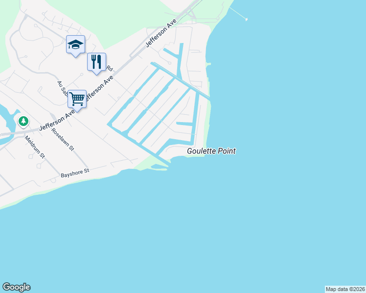 map of restaurants, bars, coffee shops, grocery stores, and more near 49500 Goulette Pointe Drive in New Baltimore