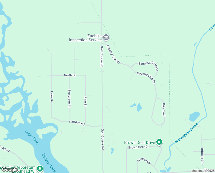 map of restaurants, bars, coffee shops, grocery stores, and more near N4132 Golf Course Road in Brodhead