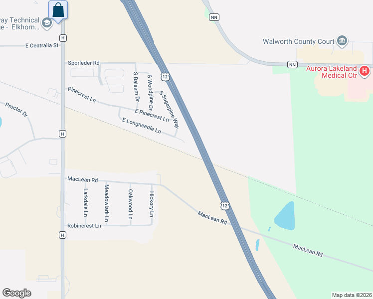 map of restaurants, bars, coffee shops, grocery stores, and more near 1509 East Longneedle Lane in Elkhorn