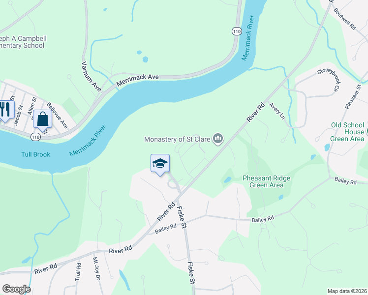 map of restaurants, bars, coffee shops, grocery stores, and more near 1 Francis Drive in Andover
