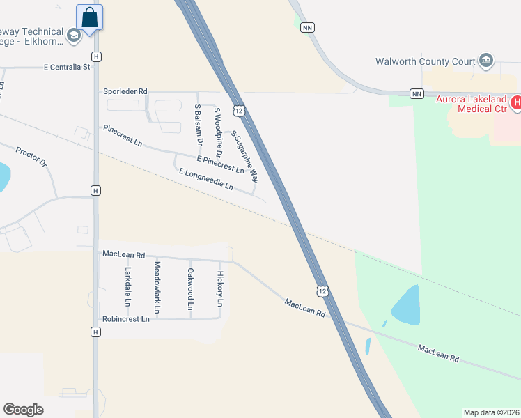 map of restaurants, bars, coffee shops, grocery stores, and more near 1509 East Longneedle Lane in Elkhorn
