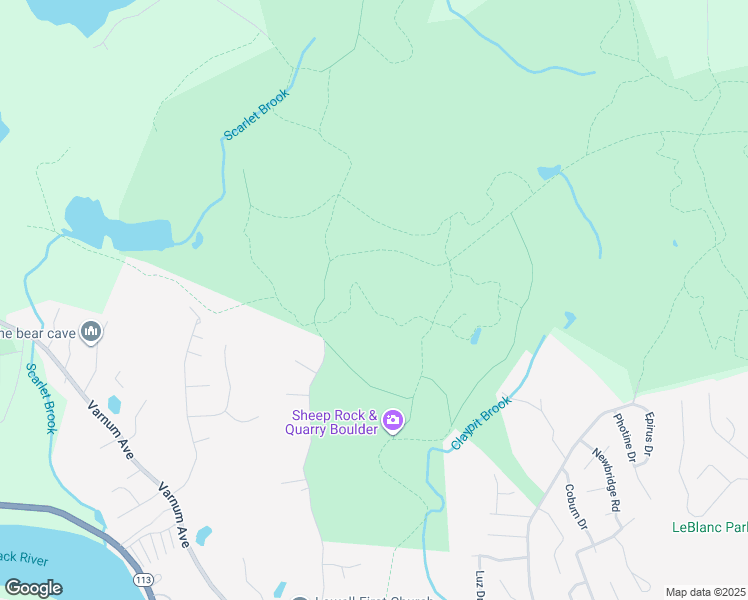 map of restaurants, bars, coffee shops, grocery stores, and more near 81 Trotting Park Road in Lowell
