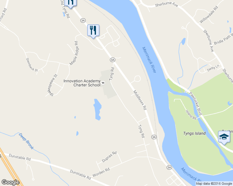 map of restaurants, bars, coffee shops, grocery stores, and more near 61 Tyng Road in Tyngsborough