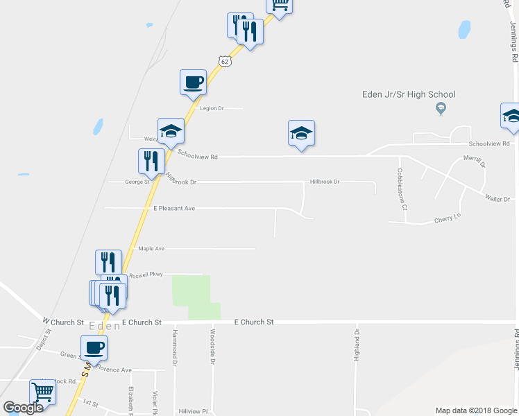 map of restaurants, bars, coffee shops, grocery stores, and more near 2960 East Pleasant Avenue in Eden