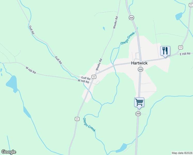 map of restaurants, bars, coffee shops, grocery stores, and more near 308-3004 County Road 11 in Hartwick