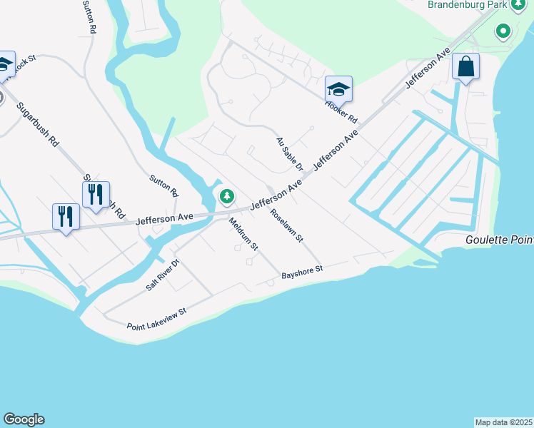 map of restaurants, bars, coffee shops, grocery stores, and more near 33523 Roselawn Street in New Baltimore