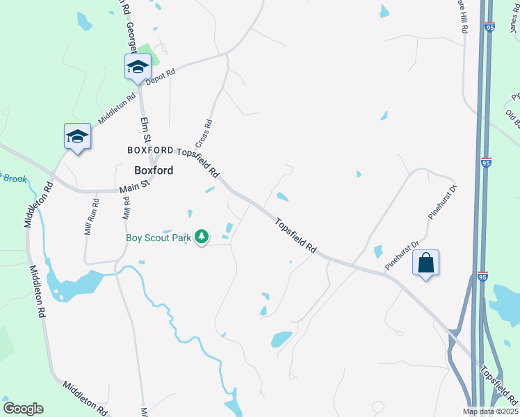 map of restaurants, bars, coffee shops, grocery stores, and more near 33 Topsfield Rd in Boxford