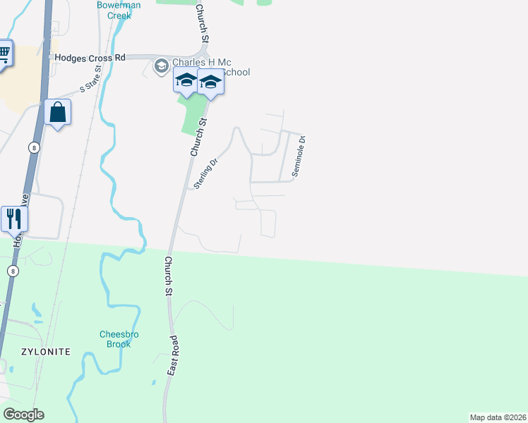 map of restaurants, bars, coffee shops, grocery stores, and more near 22 Apache Drive in North Adams