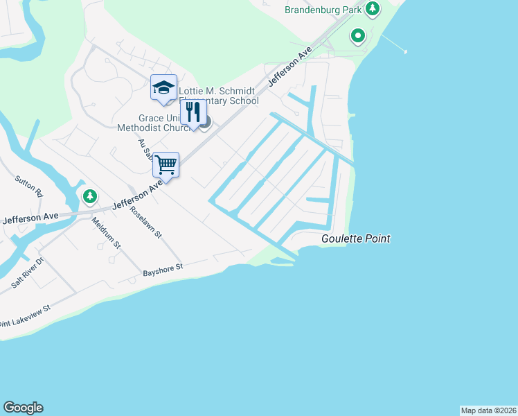 map of restaurants, bars, coffee shops, grocery stores, and more near 49540 Nautical Drive in New Baltimore