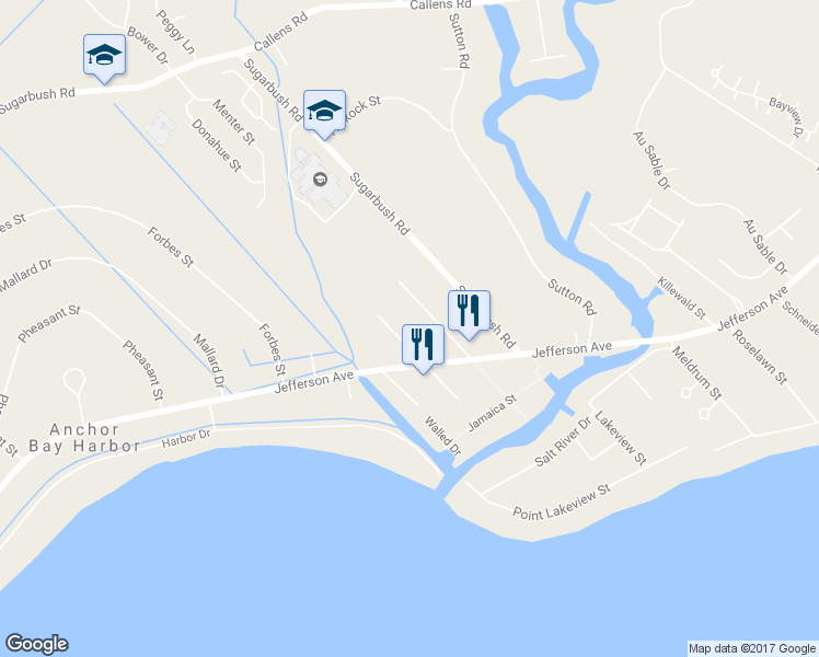 map of restaurants, bars, coffee shops, grocery stores, and more near 32065 Lakepoint Street in New Baltimore