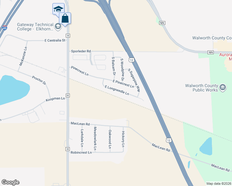 map of restaurants, bars, coffee shops, grocery stores, and more near 1329 East Longneedle Lane in Elkhorn