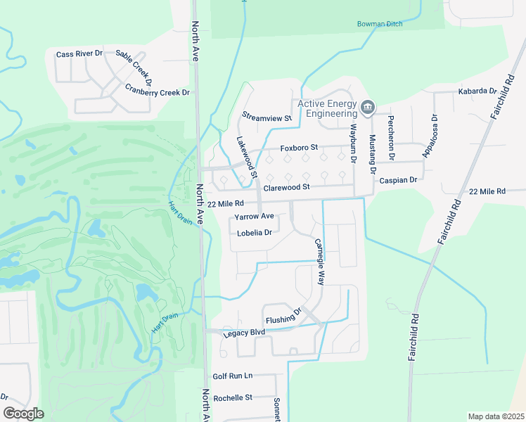 map of restaurants, bars, coffee shops, grocery stores, and more near 23241 Firethorn Avenue in Macomb