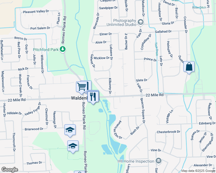 map of restaurants, bars, coffee shops, grocery stores, and more near 49211 Kilkenny Drive in Macomb