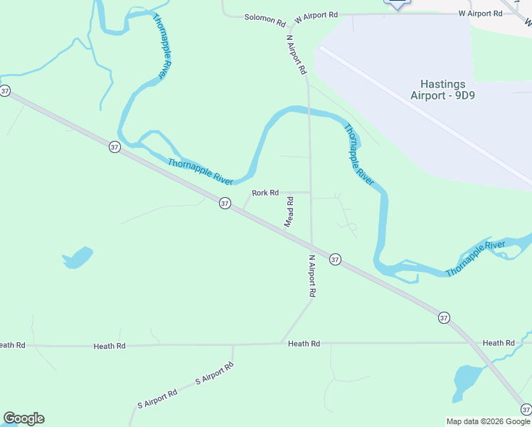 map of restaurants, bars, coffee shops, grocery stores, and more near 376 Michigan 37 in Hastings