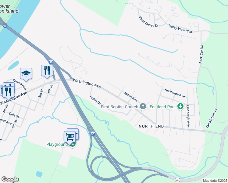 map of restaurants, bars, coffee shops, grocery stores, and more near 815 Washington Avenue in Rensselaer