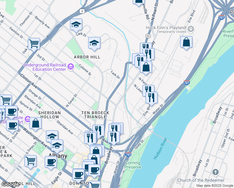map of restaurants, bars, coffee shops, grocery stores, and more near 816 Broadway in Watervliet