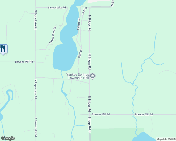 map of restaurants, bars, coffee shops, grocery stores, and more near 391 North Briggs Road in Middleville