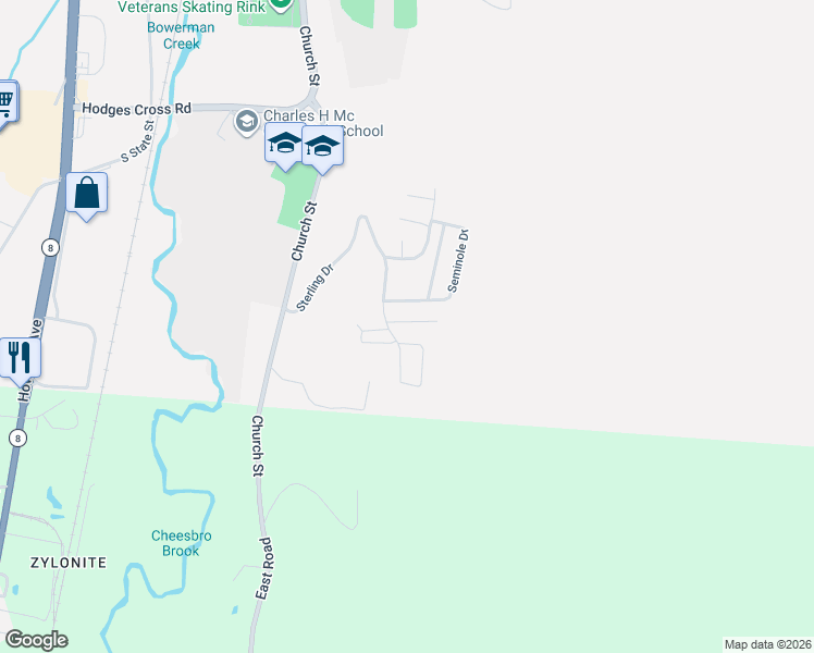 map of restaurants, bars, coffee shops, grocery stores, and more near 22 Apache Drive in North Adams