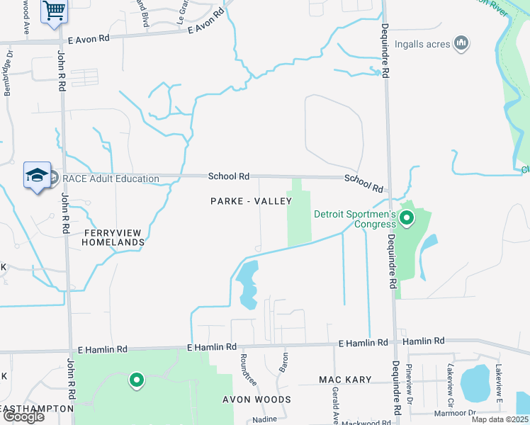 map of restaurants, bars, coffee shops, grocery stores, and more near 1511 Parke Street in Rochester Hills