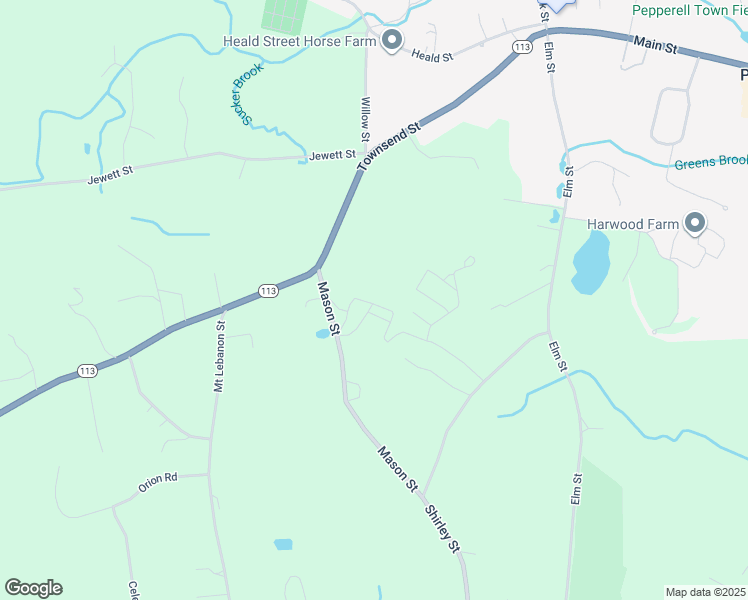 map of restaurants, bars, coffee shops, grocery stores, and more near 6 Mason Street in Pepperell