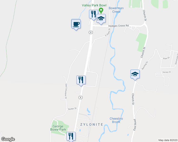 map of restaurants, bars, coffee shops, grocery stores, and more near 1421 South State Street in North Adams