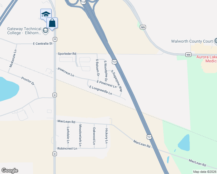 map of restaurants, bars, coffee shops, grocery stores, and more near 1424 East Longneedle Lane in Elkhorn