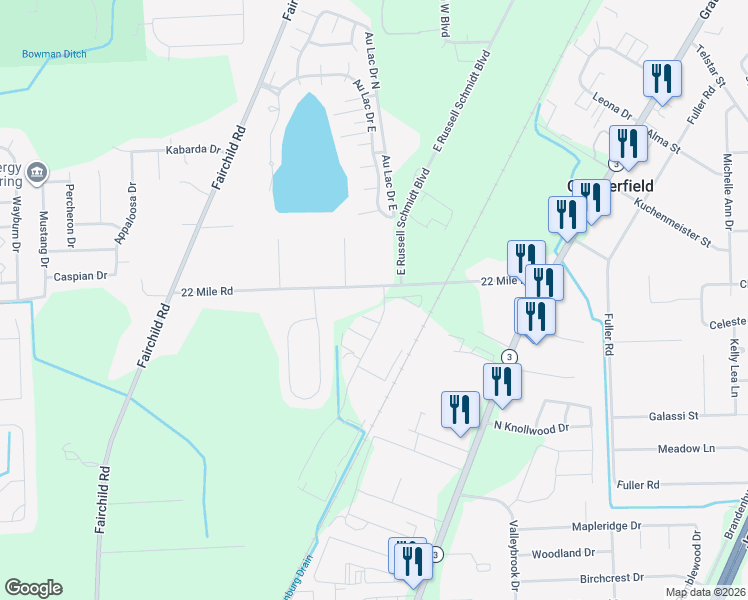 map of restaurants, bars, coffee shops, grocery stores, and more near 48751 Structural Drive in New Baltimore