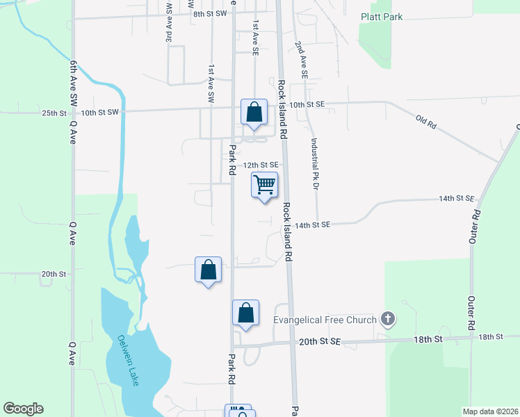 map of restaurants, bars, coffee shops, grocery stores, and more near 1341 South Frederick Avenue in Oelwein