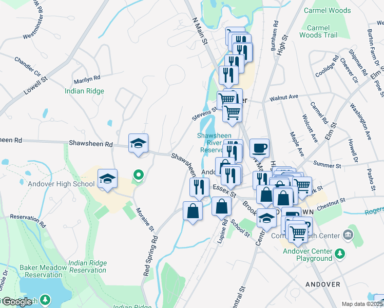 map of restaurants, bars, coffee shops, grocery stores, and more near 24 Brechin Terrace in Andover