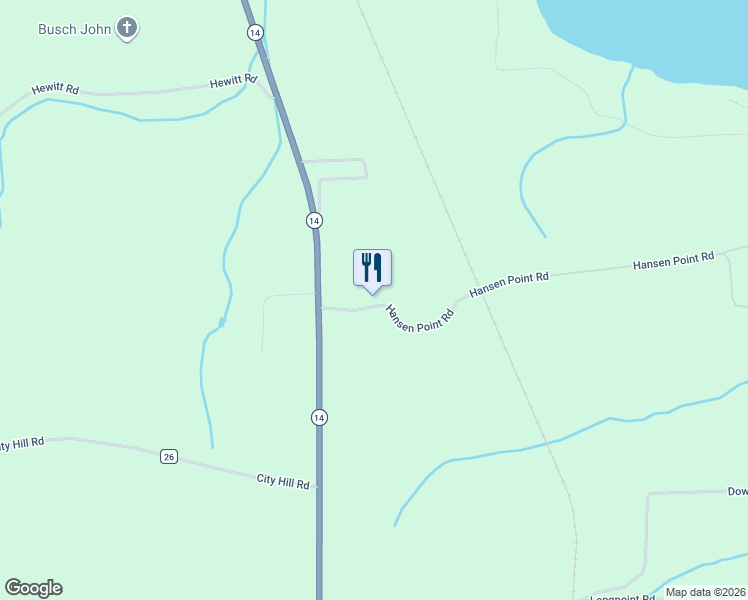 map of restaurants, bars, coffee shops, grocery stores, and more near 511 Hansen Point Road in Penn Yan