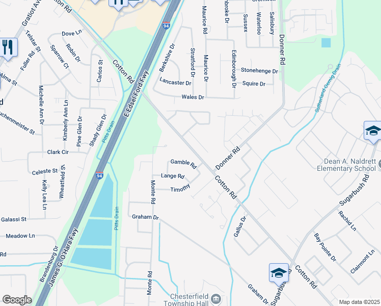 map of restaurants, bars, coffee shops, grocery stores, and more near 28188 Cotton Road in New Baltimore