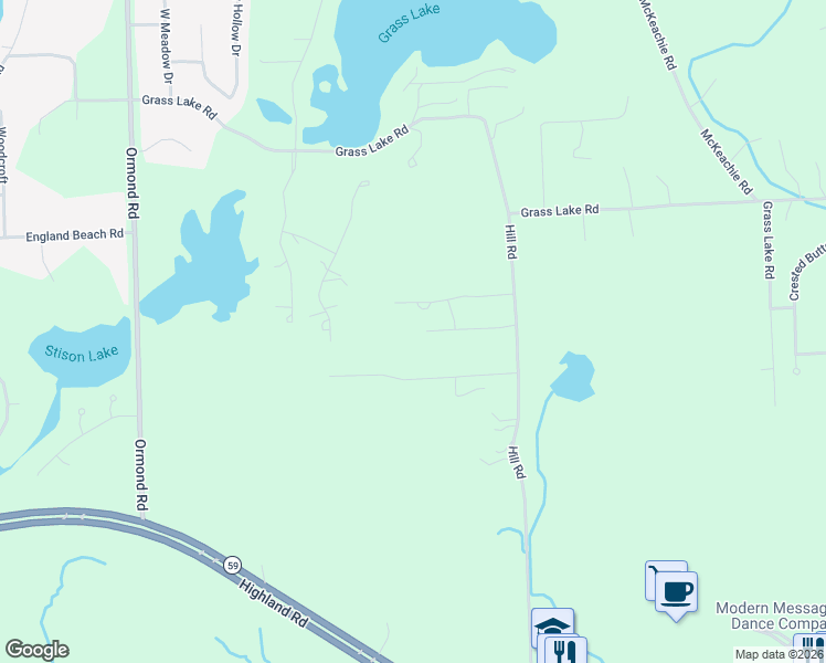 map of restaurants, bars, coffee shops, grocery stores, and more near 5405 Plantation Drive in White Lake charter Township