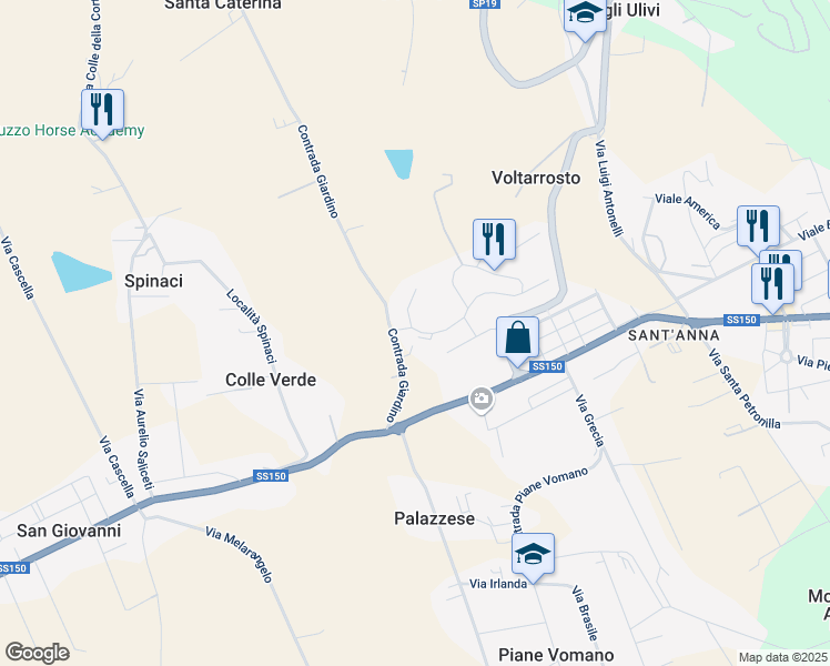 map of restaurants, bars, coffee shops, grocery stores, and more near 18 Via le Quote in Roseto degli Abruzzi