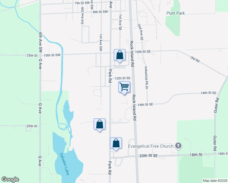map of restaurants, bars, coffee shops, grocery stores, and more near 1341 South Frederick Avenue in Oelwein