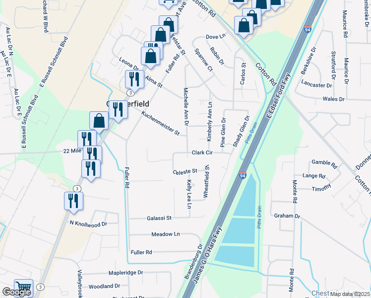 map of restaurants, bars, coffee shops, grocery stores, and more near 26973 Clark Circle in New Baltimore