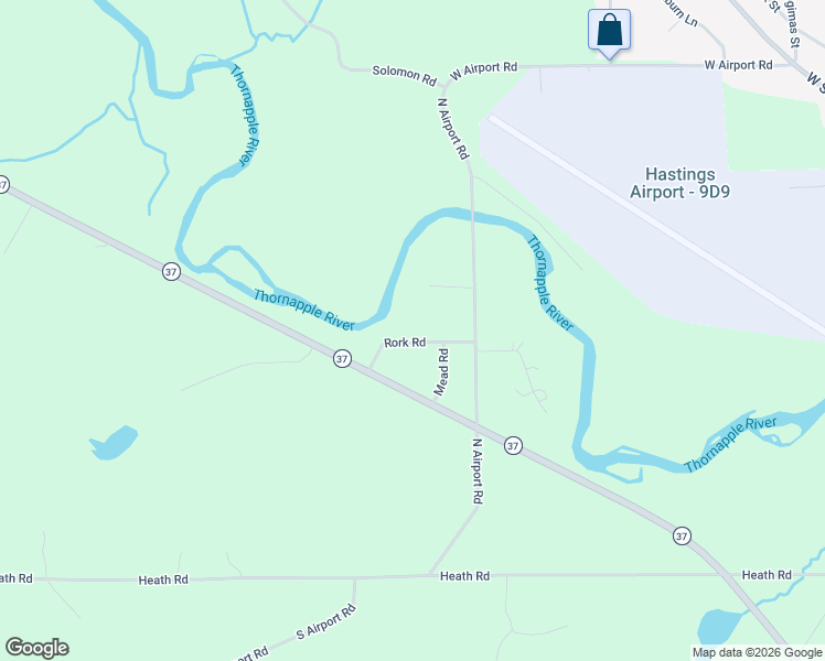 map of restaurants, bars, coffee shops, grocery stores, and more near 3378 Rork Road in Hastings