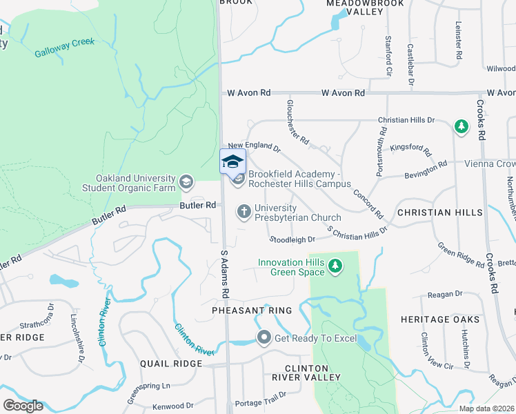 map of restaurants, bars, coffee shops, grocery stores, and more near 2729 Stoodleigh Drive in Rochester Hills