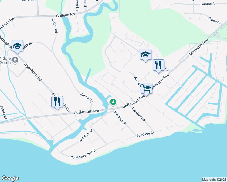 map of restaurants, bars, coffee shops, grocery stores, and more near 33043 Killewald Street in New Baltimore