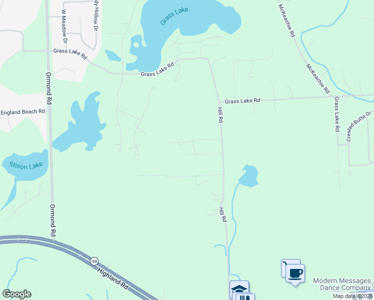 map of restaurants, bars, coffee shops, grocery stores, and more near 5435 Plantation Drive in White Lake charter Township
