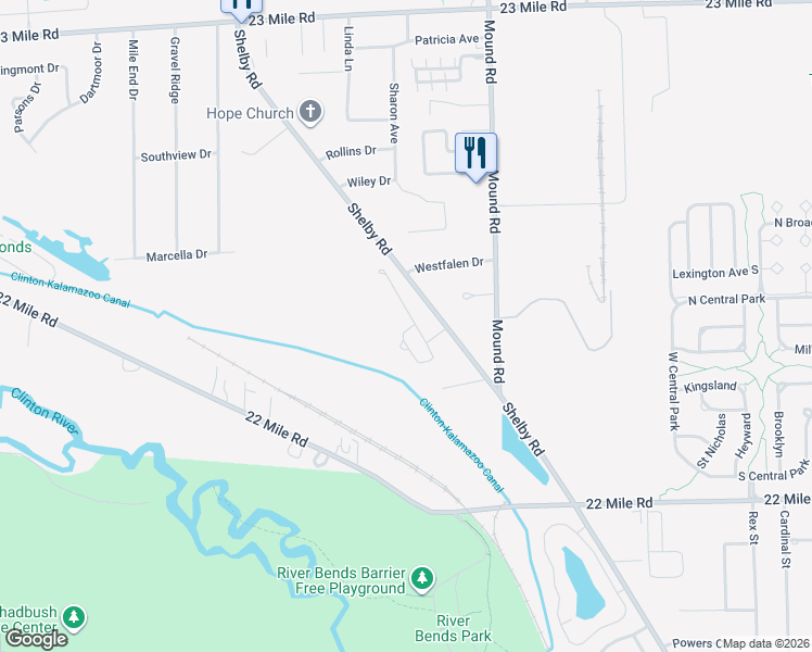 map of restaurants, bars, coffee shops, grocery stores, and more near 49795 Valleyview Drive in Macomb County