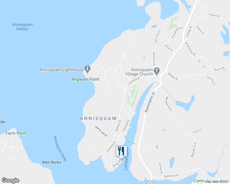 map of restaurants, bars, coffee shops, grocery stores, and more near 77 Norwood Heights in Gloucester