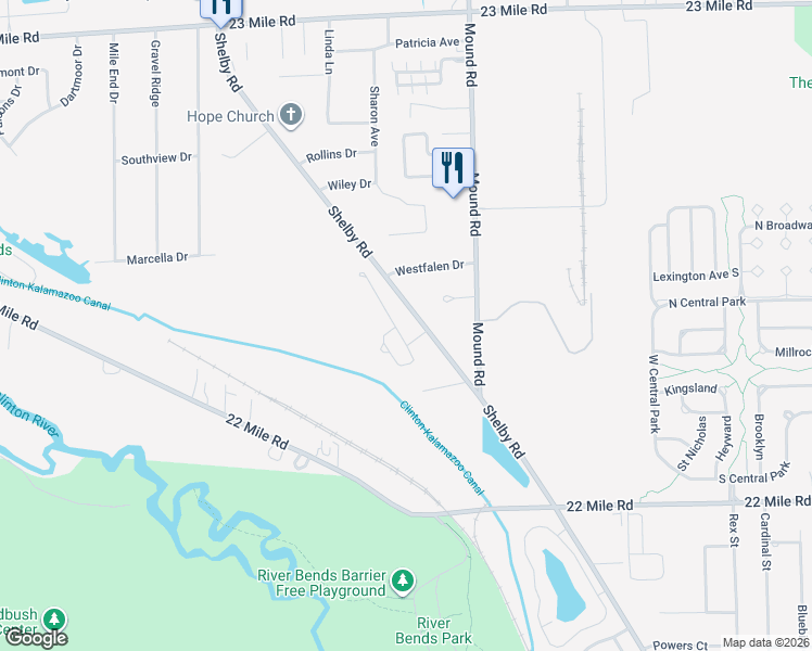 map of restaurants, bars, coffee shops, grocery stores, and more near 49795 Valleyview Drive in Macomb County