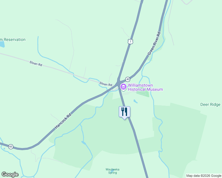 map of restaurants, bars, coffee shops, grocery stores, and more near 20 Hancock Road in Williamstown