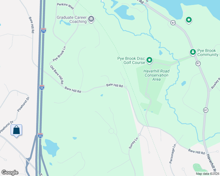 map of restaurants, bars, coffee shops, grocery stores, and more near 147 Bare Hill Road in Boxford