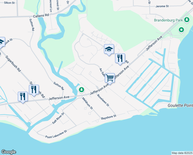 map of restaurants, bars, coffee shops, grocery stores, and more near 33896 Michigamme Drive in New Baltimore
