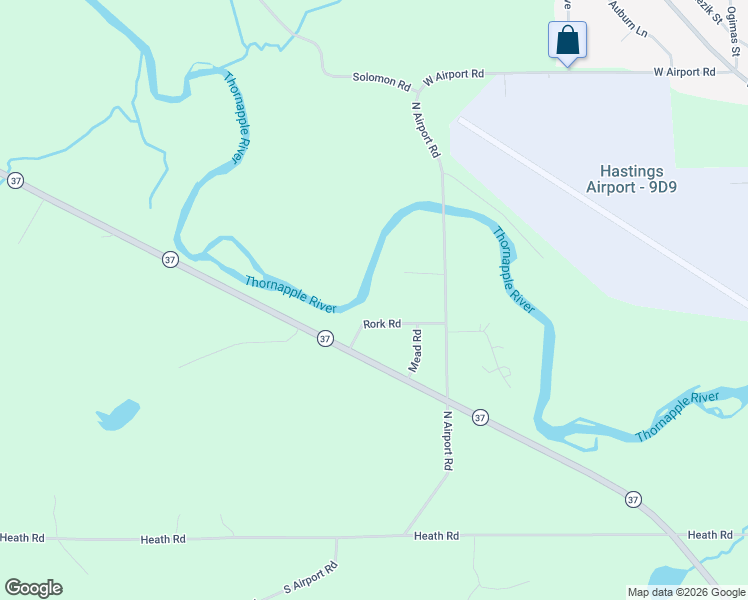 map of restaurants, bars, coffee shops, grocery stores, and more near 3378 Rork Road in Hastings