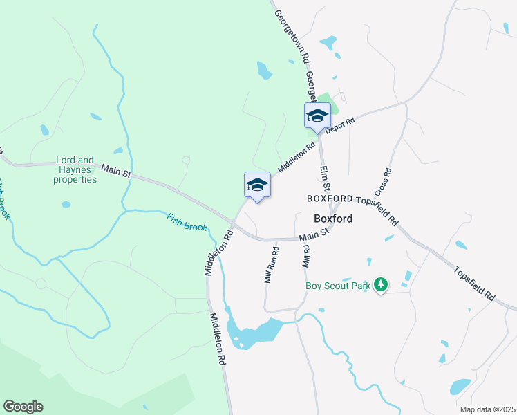 map of restaurants, bars, coffee shops, grocery stores, and more near 26 Middleton Road in Boxford