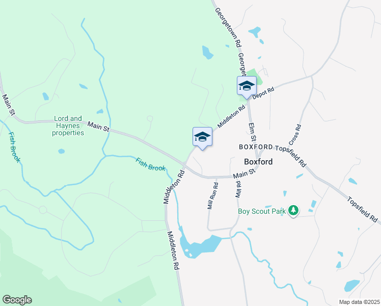 map of restaurants, bars, coffee shops, grocery stores, and more near 26 Middleton Road in Boxford