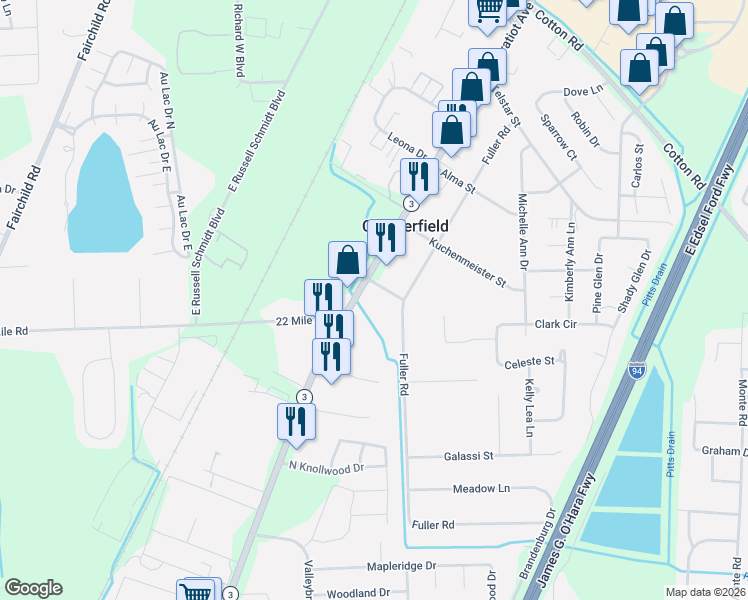 map of restaurants, bars, coffee shops, grocery stores, and more near 49011 Fuller Road in New Baltimore