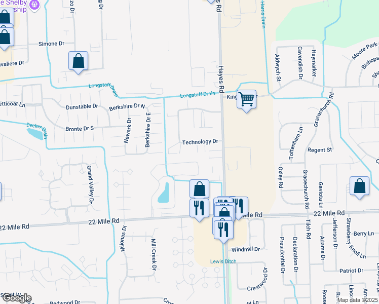 map of restaurants, bars, coffee shops, grocery stores, and more near 49470 Chapel Hill Drive in Macomb County